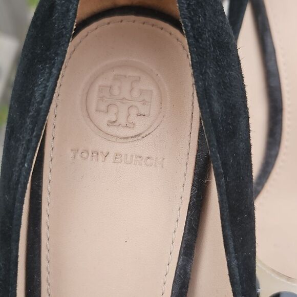 Tory Burch Delphine Rhinestone Heels – Black Suede, Size 7 ✨ - Picture 4 of 11
